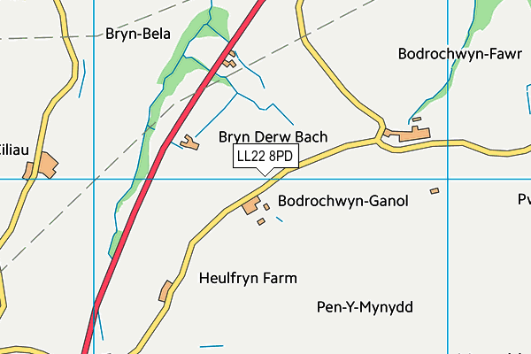 LL22 8PD map - OS VectorMap District (Ordnance Survey)