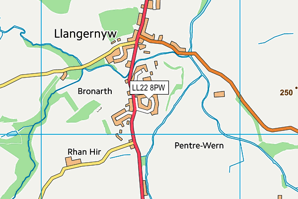 LL22 8PW map - OS VectorMap District (Ordnance Survey)