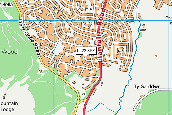 LL22 8PZ map - OS VectorMap District (Ordnance Survey)