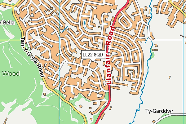 LL22 8QD map - OS VectorMap District (Ordnance Survey)