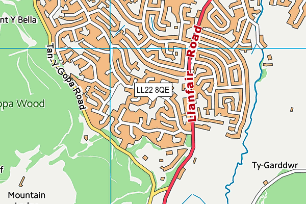 LL22 8QE map - OS VectorMap District (Ordnance Survey)