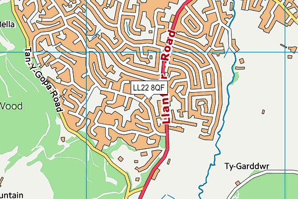 LL22 8QF map - OS VectorMap District (Ordnance Survey)