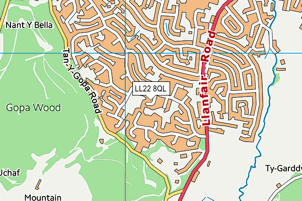 LL22 8QL map - OS VectorMap District (Ordnance Survey)
