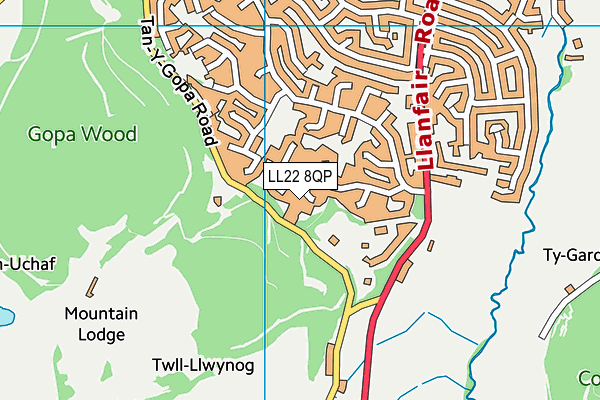 LL22 8QP map - OS VectorMap District (Ordnance Survey)