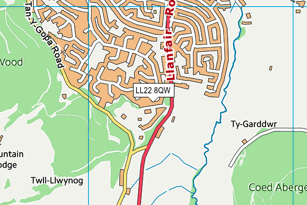 LL22 8QW map - OS VectorMap District (Ordnance Survey)