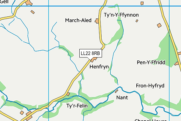 LL22 8RB map - OS VectorMap District (Ordnance Survey)