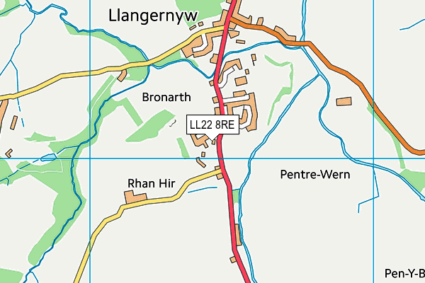 LL22 8RE map - OS VectorMap District (Ordnance Survey)