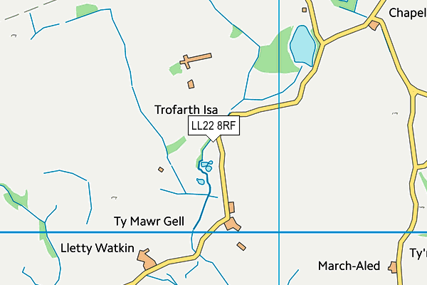 LL22 8RF map - OS VectorMap District (Ordnance Survey)