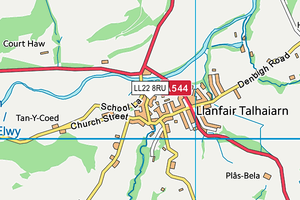 LL22 8RU map - OS VectorMap District (Ordnance Survey)