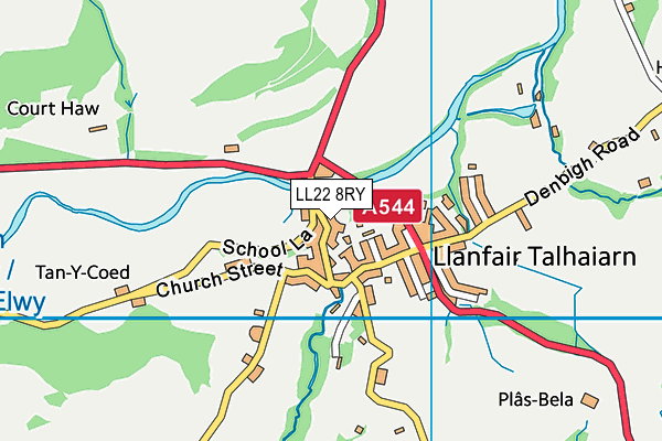 LL22 8RY map - OS VectorMap District (Ordnance Survey)
