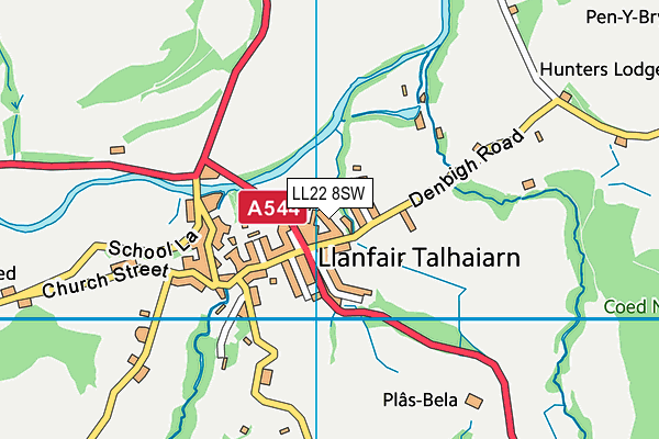 LL22 8SW map - OS VectorMap District (Ordnance Survey)