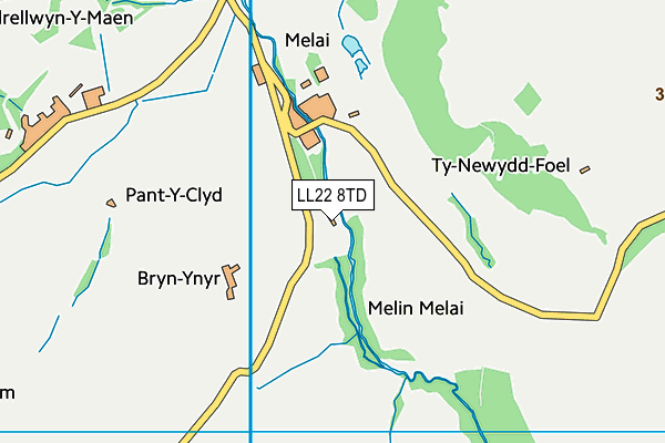 LL22 8TD map - OS VectorMap District (Ordnance Survey)