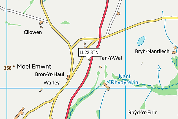 LL22 8TN map - OS VectorMap District (Ordnance Survey)