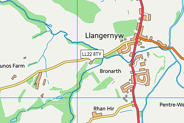 LL22 8TY map - OS VectorMap District (Ordnance Survey)