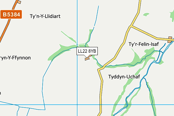 LL22 8YB map - OS VectorMap District (Ordnance Survey)