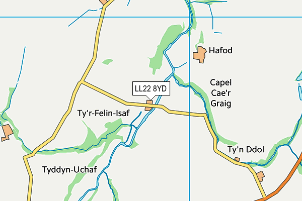 LL22 8YD map - OS VectorMap District (Ordnance Survey)