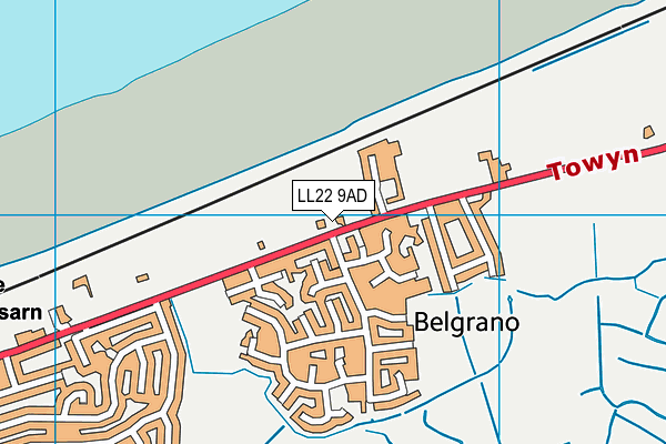 LL22 9AD map - OS VectorMap District (Ordnance Survey)