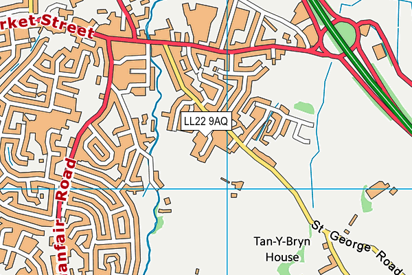 LL22 9AQ map - OS VectorMap District (Ordnance Survey)