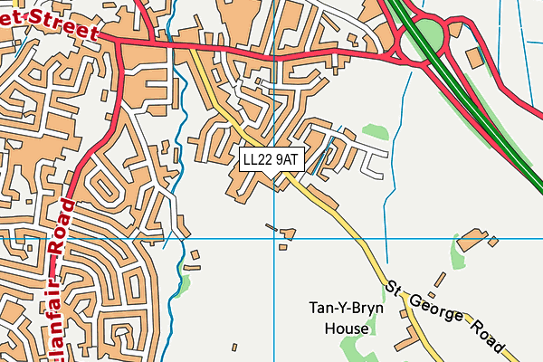 LL22 9AT map - OS VectorMap District (Ordnance Survey)