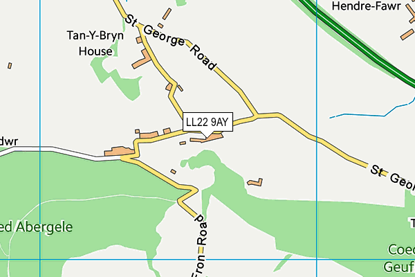 LL22 9AY map - OS VectorMap District (Ordnance Survey)