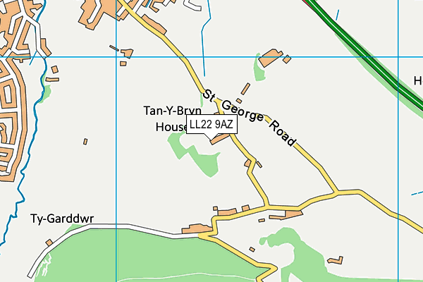 LL22 9AZ map - OS VectorMap District (Ordnance Survey)