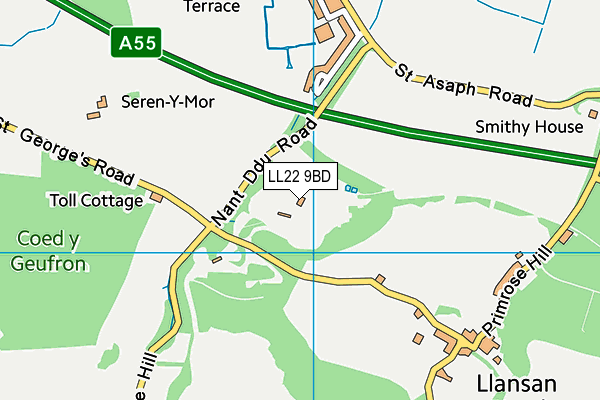 LL22 9BD map - OS VectorMap District (Ordnance Survey)