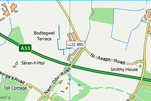 LL22 9BG map - OS VectorMap District (Ordnance Survey)