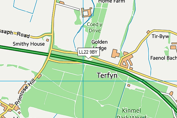 LL22 9BY map - OS VectorMap District (Ordnance Survey)