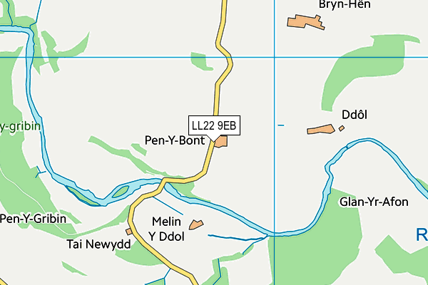 LL22 9EB map - OS VectorMap District (Ordnance Survey)