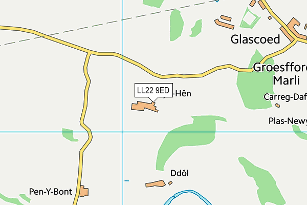 LL22 9ED map - OS VectorMap District (Ordnance Survey)