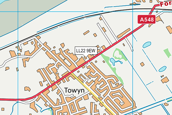 LL22 9EW map - OS VectorMap District (Ordnance Survey)