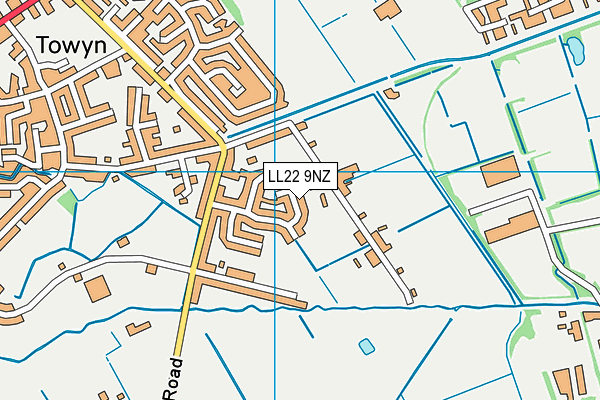 LL22 9NZ map - OS VectorMap District (Ordnance Survey)