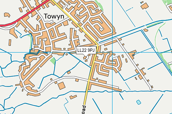 LL22 9PJ map - OS VectorMap District (Ordnance Survey)