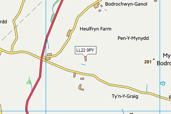 LL22 9PY map - OS VectorMap District (Ordnance Survey)