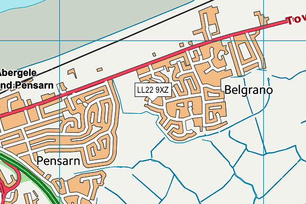 LL22 9XZ map - OS VectorMap District (Ordnance Survey)