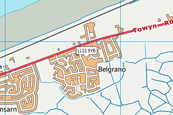 LL22 9YB map - OS VectorMap District (Ordnance Survey)