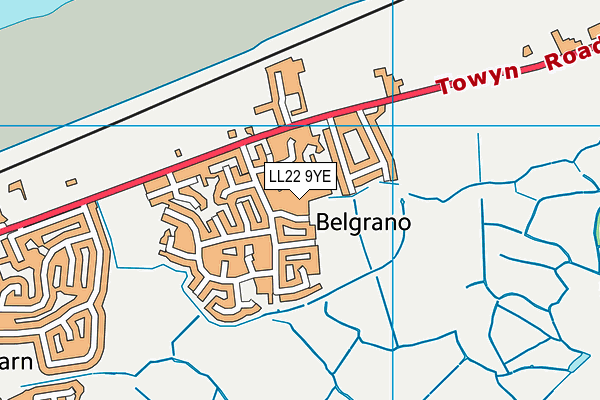 LL22 9YE map - OS VectorMap District (Ordnance Survey)