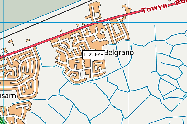 LL22 9YH map - OS VectorMap District (Ordnance Survey)