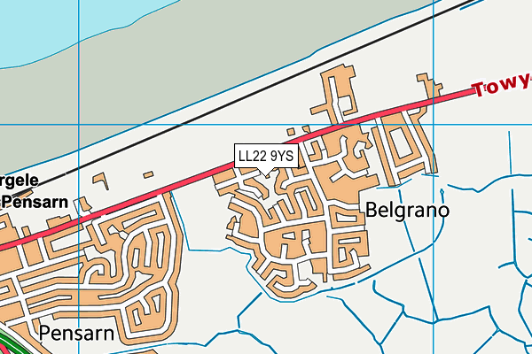 LL22 9YS map - OS VectorMap District (Ordnance Survey)