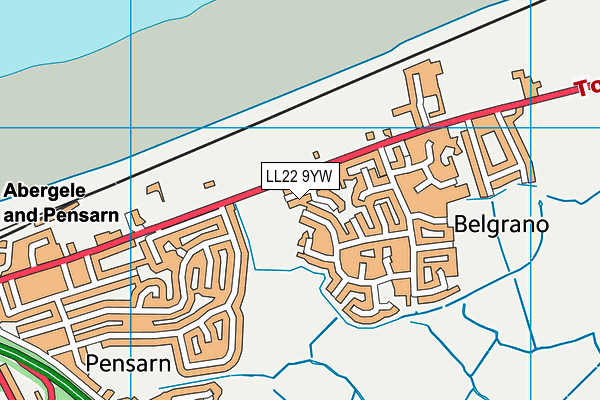 LL22 9YW map - OS VectorMap District (Ordnance Survey)