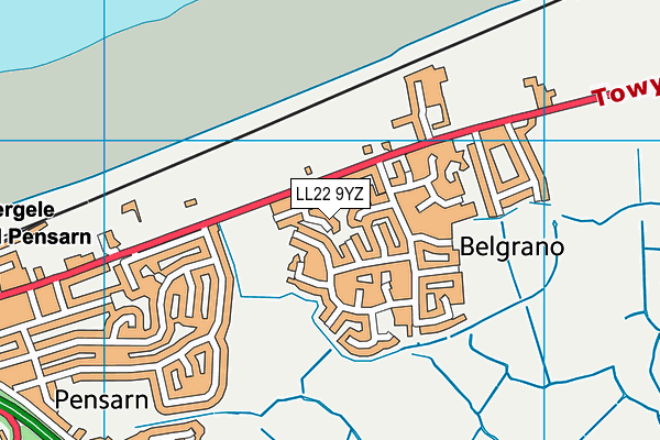 LL22 9YZ map - OS VectorMap District (Ordnance Survey)