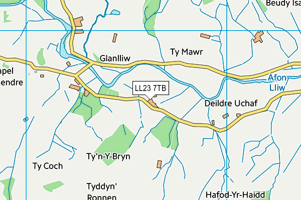 LL23 7TB map - OS VectorMap District (Ordnance Survey)