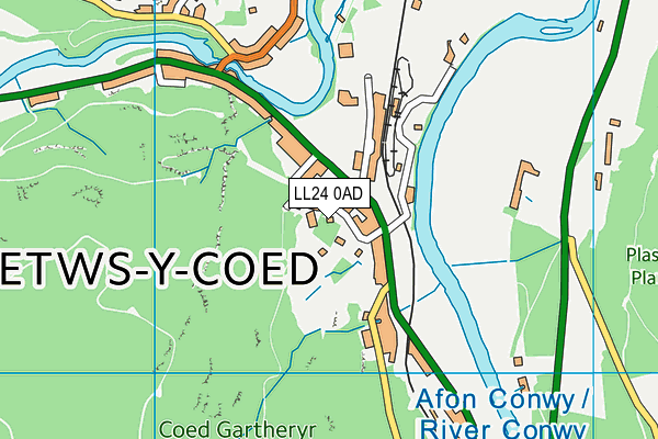 LL24 0AD map - OS VectorMap District (Ordnance Survey)