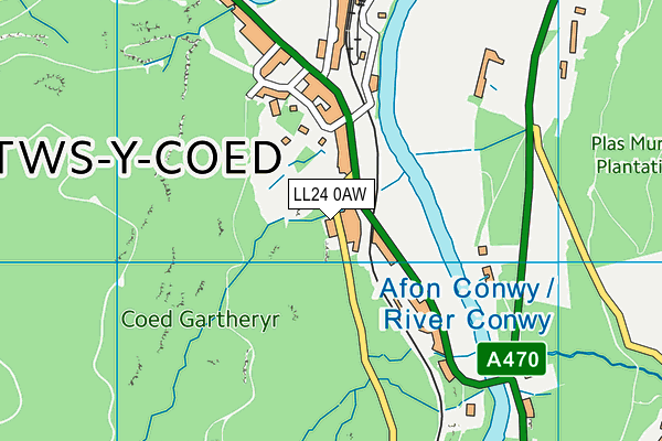 LL24 0AW map - OS VectorMap District (Ordnance Survey)