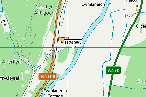 LL24 0BG map - OS VectorMap District (Ordnance Survey)