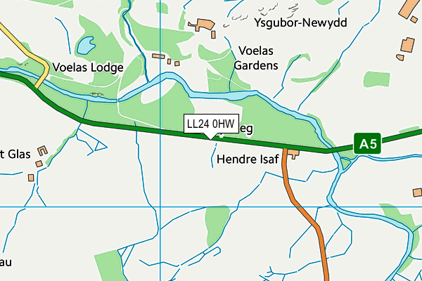 LL24 0HW map - OS VectorMap District (Ordnance Survey)
