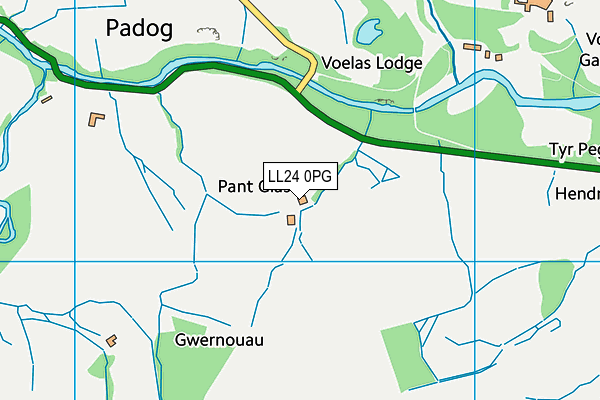 LL24 0PG map - OS VectorMap District (Ordnance Survey)