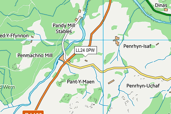 LL24 0PW map - OS VectorMap District (Ordnance Survey)