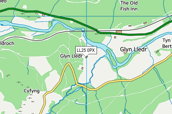 LL25 0PX map - OS VectorMap District (Ordnance Survey)