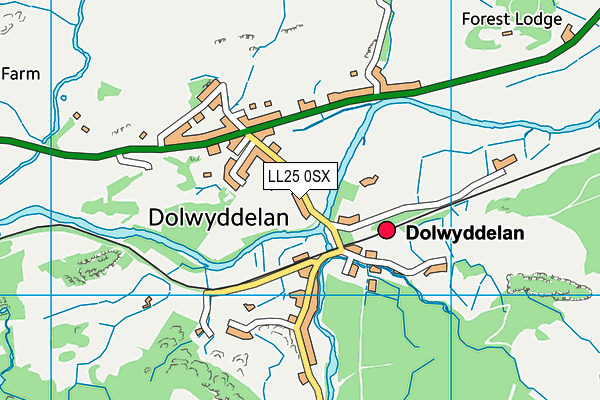 LL25 0SX map - OS VectorMap District (Ordnance Survey)